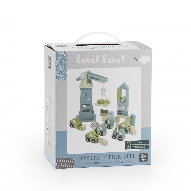 Label Label Bouwwerf met hijskraan - Uniquekidz