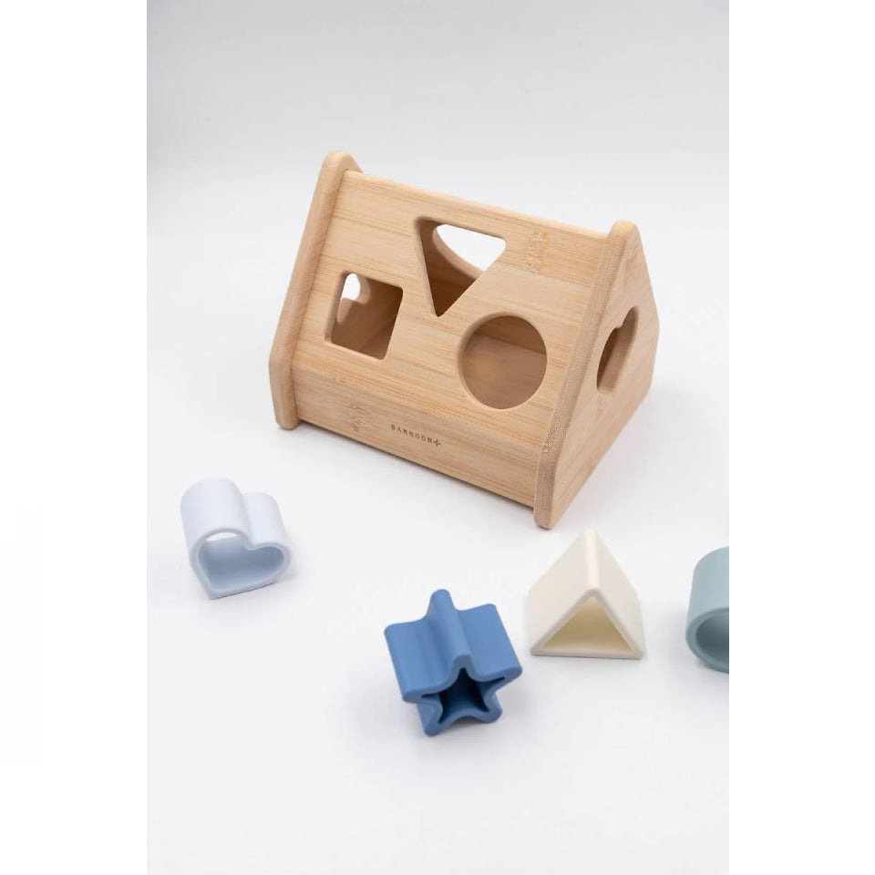 Bamboom Houten Huis Puzzel - Blauw - Uniquekidz