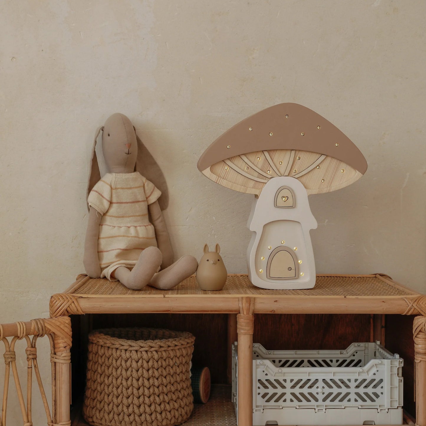 Little Lights Mushroom Lamp Fairies Light Brown