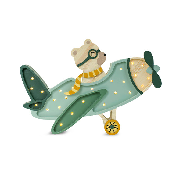 Little Lights Lamp Aircraft Bear Khaki Pastel