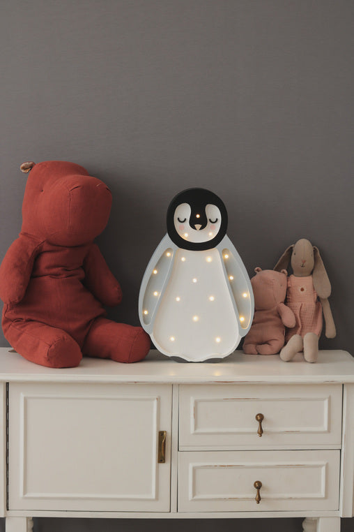 Little Lights Lamp Baby Penguin Light Gray