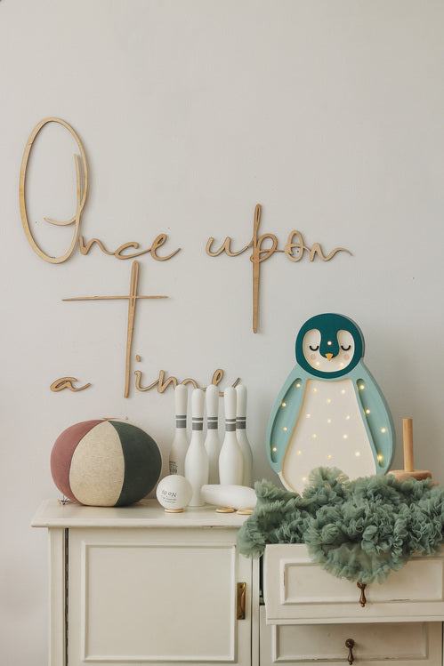 Little Lights Lamp Baby Penguin Teal