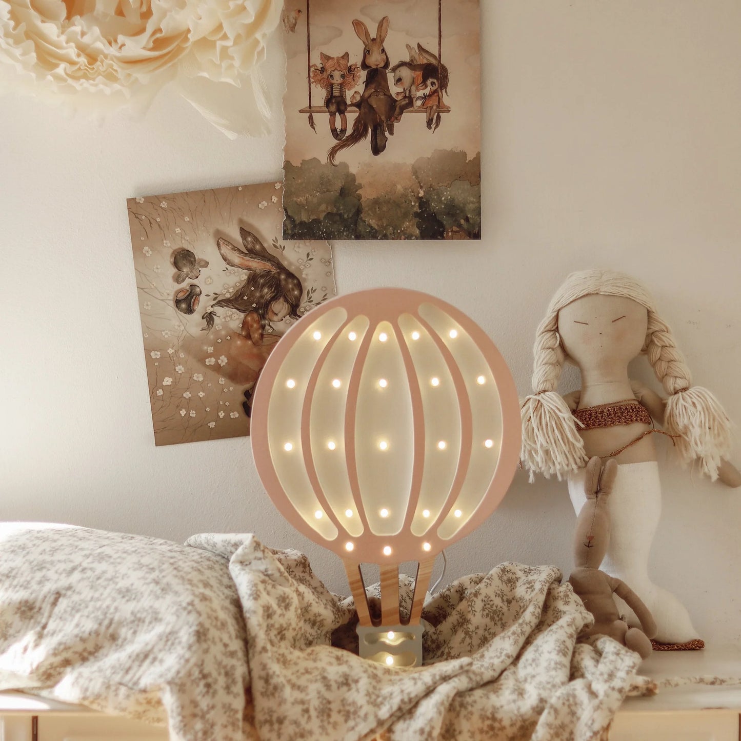 Little Lights Lamp Hot Air Baloon Powder Pink