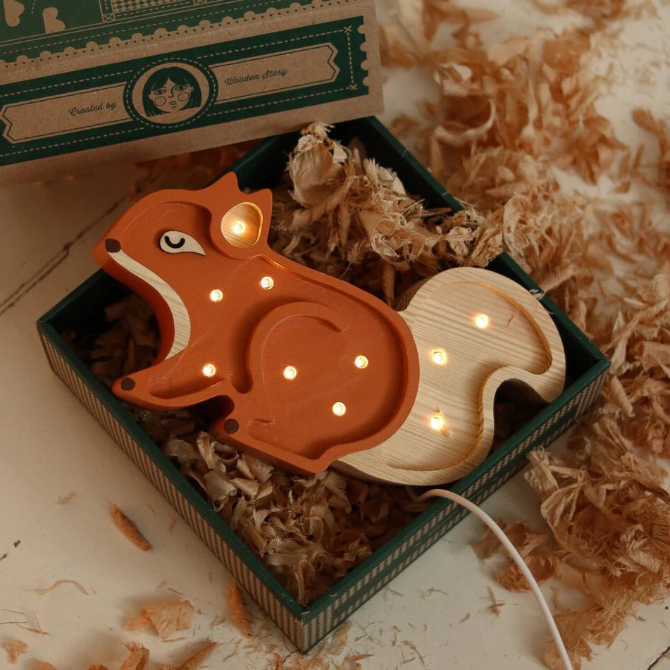 Little Lights Lamp Mini Squirrel Ginger Wood