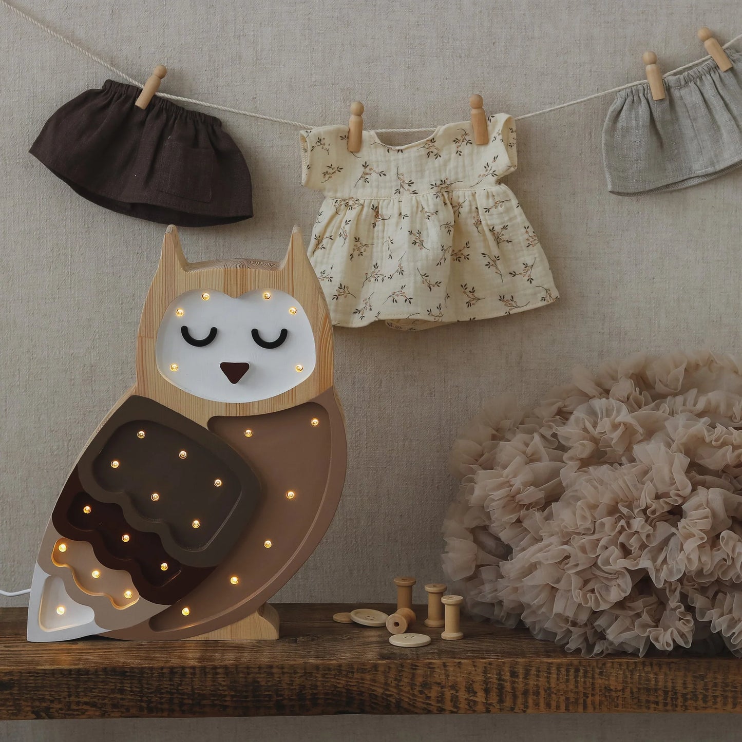 Little Lights Lamp Owl Ombre Brown