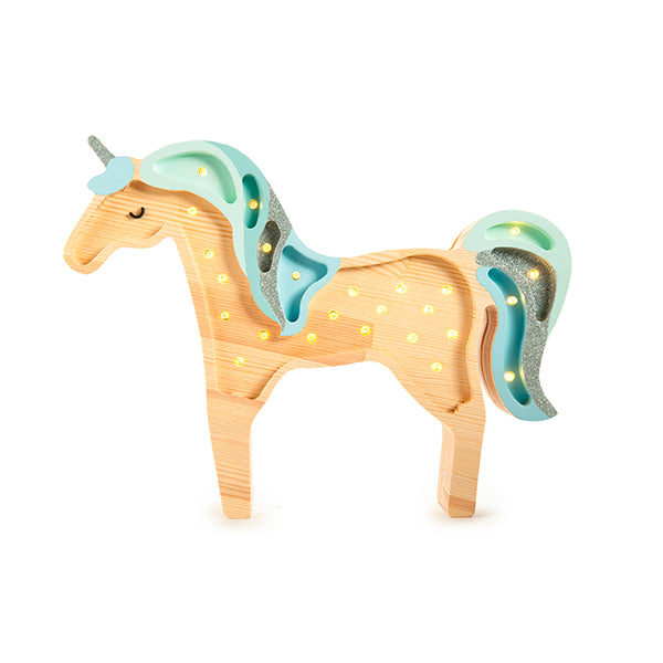 Little Lights Lamp Unicorn Baby Blue Wood