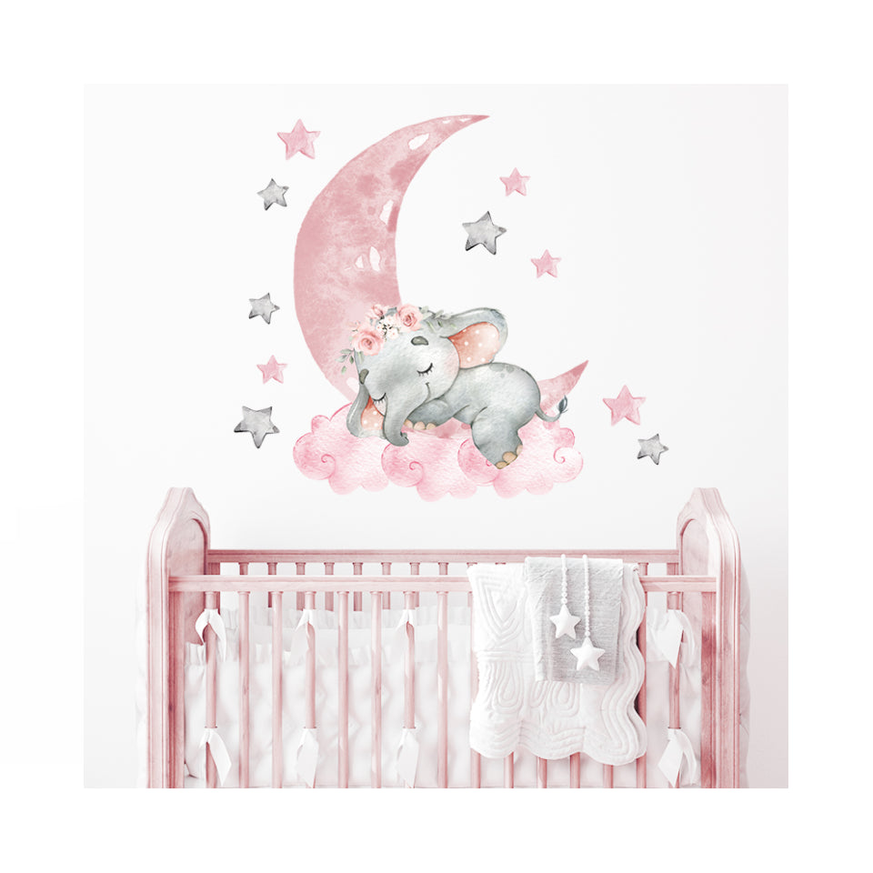 Unique Kidz Muursticker Olifant Rose Bouba Collectie - Uniquekidz