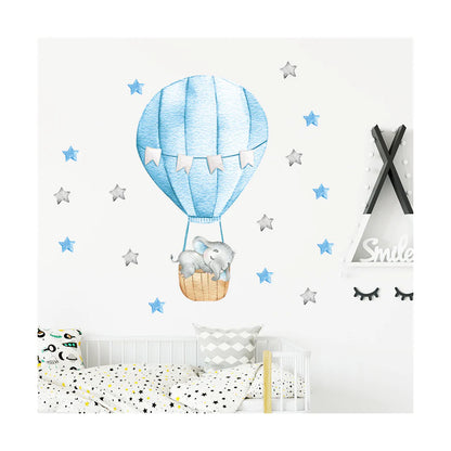 Unique Kidz Muursticker Olifant Luchtballon Blauw Bouba Collectie - Uniquekidz