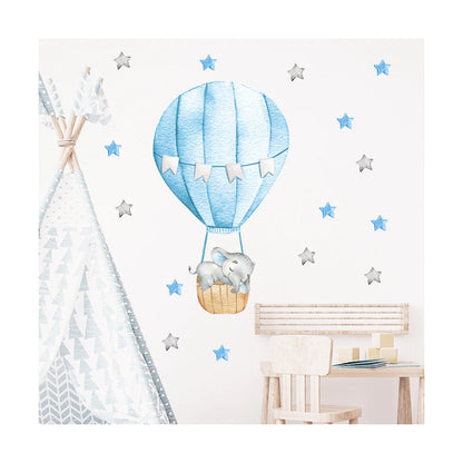 Unique Kidz Muursticker Olifant Luchtballon Blauw Bouba Collectie - Uniquekidz