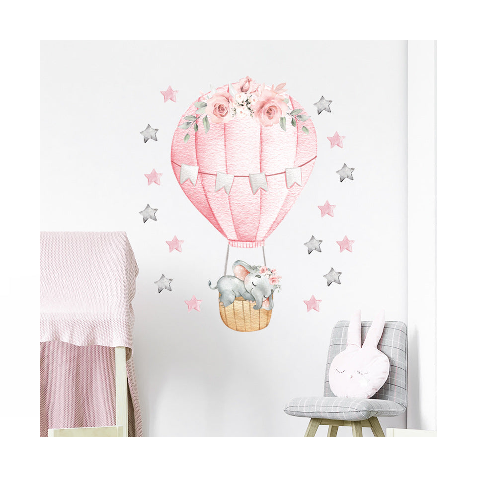 Unique Kidz Muursticker Olifant Luchtballon Roze Bouba Collectie - Uniquekidz