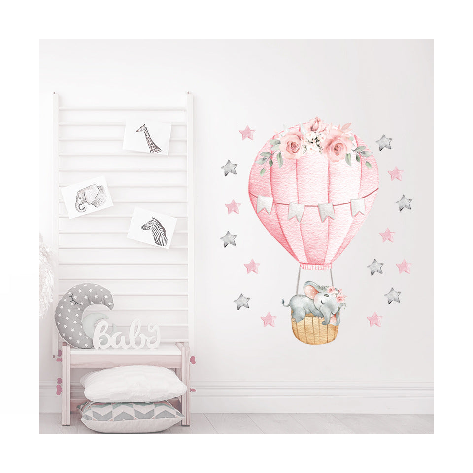 Unique Kidz Muursticker Olifant Luchtballon Roze Bouba Collectie - Uniquekidz