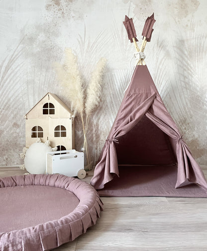 Teepee tent/ Tipi tent - Marsala Linnen