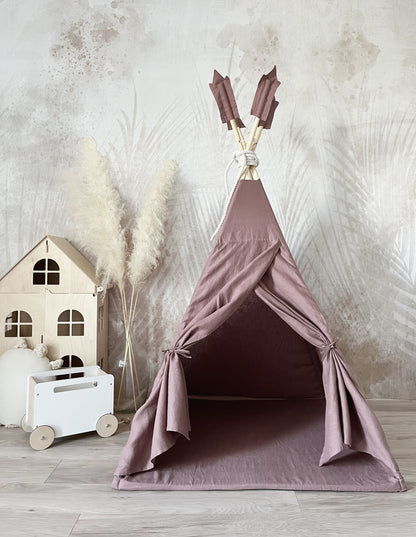 Teepee tent/ Tipi tent - Marsala Linnen