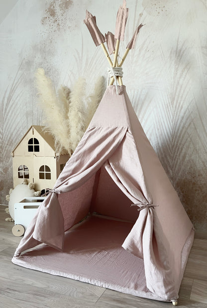 Teepee tent/ Tipi tent - Powder Pink Linnen