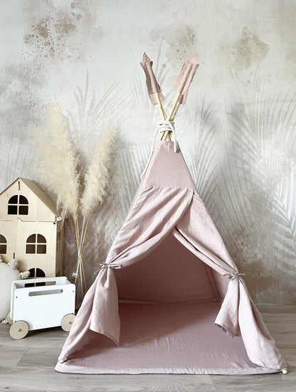 Teepee tent/ Tipi tent - Powder Pink Linnen