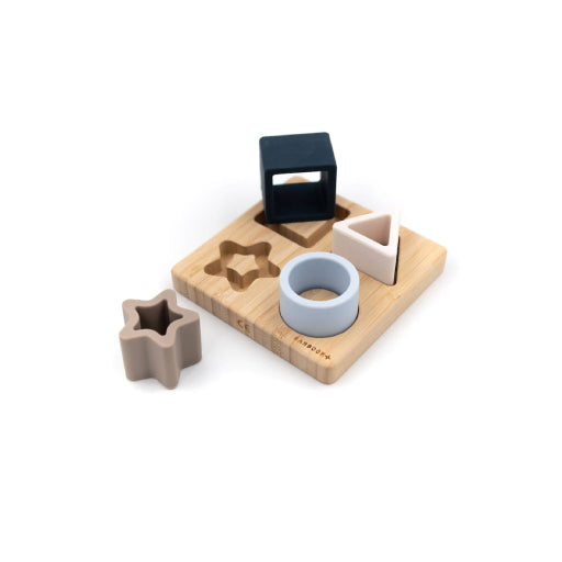 Bamboom Bamboe & silicone ster puzzel - Blauw & Azuur - Uniquekidz