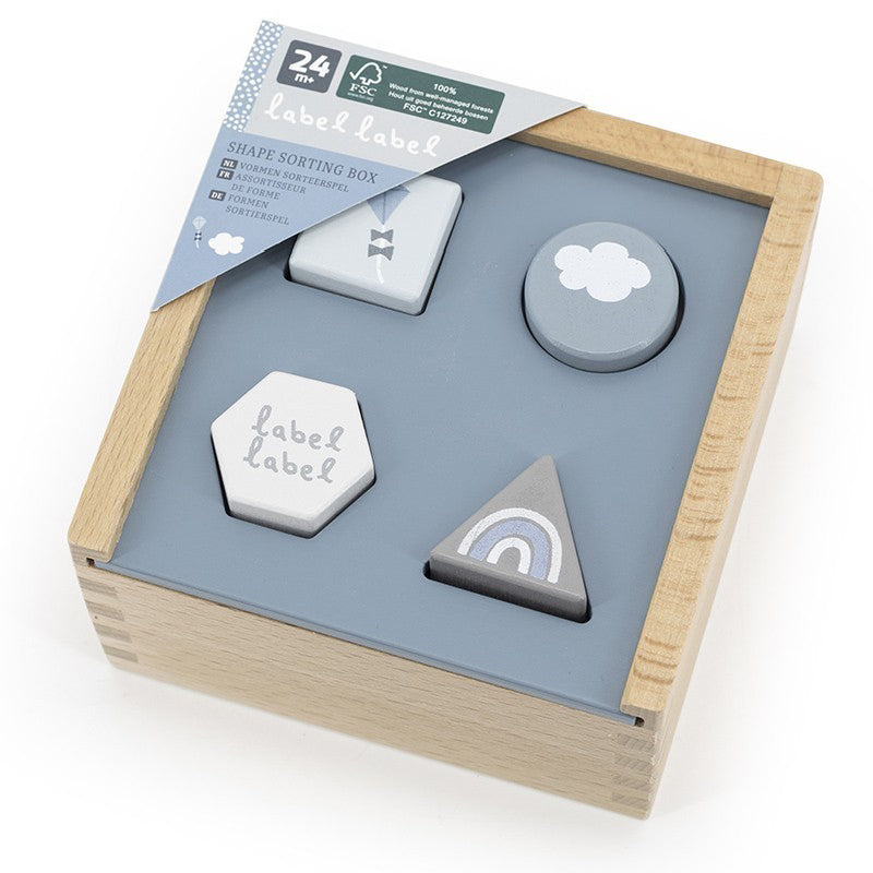 Label Label Vormenstoof Vierkant Blauw - Uniquekidz